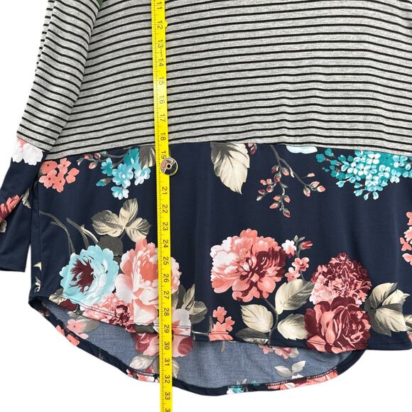 Égs California Color Block Floral Striped Round Neck Tunic Top Womens X-Large - Picture 5 of 5